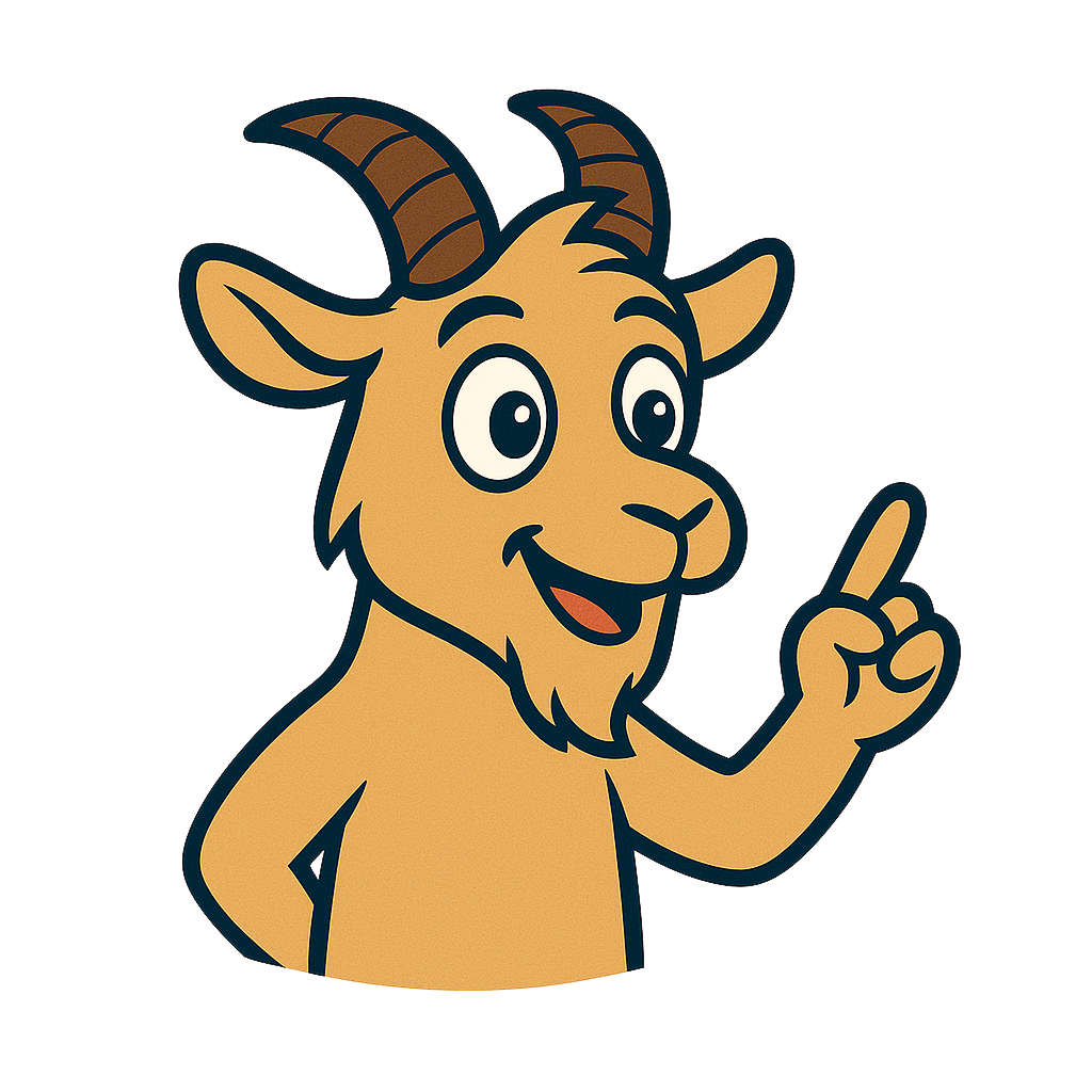 Goat mascot pointing